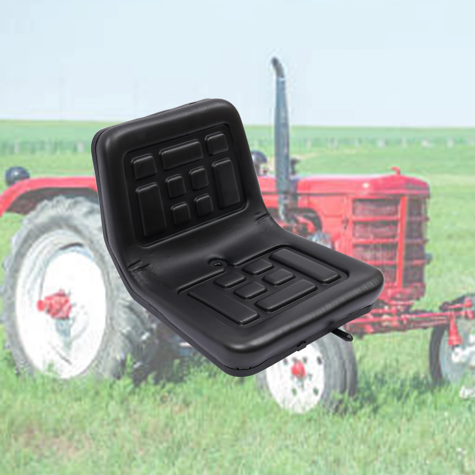 Universal Waterproof Seat Tractor Seat with A Drain Hole PU Material Horizontally Adjustable Black
