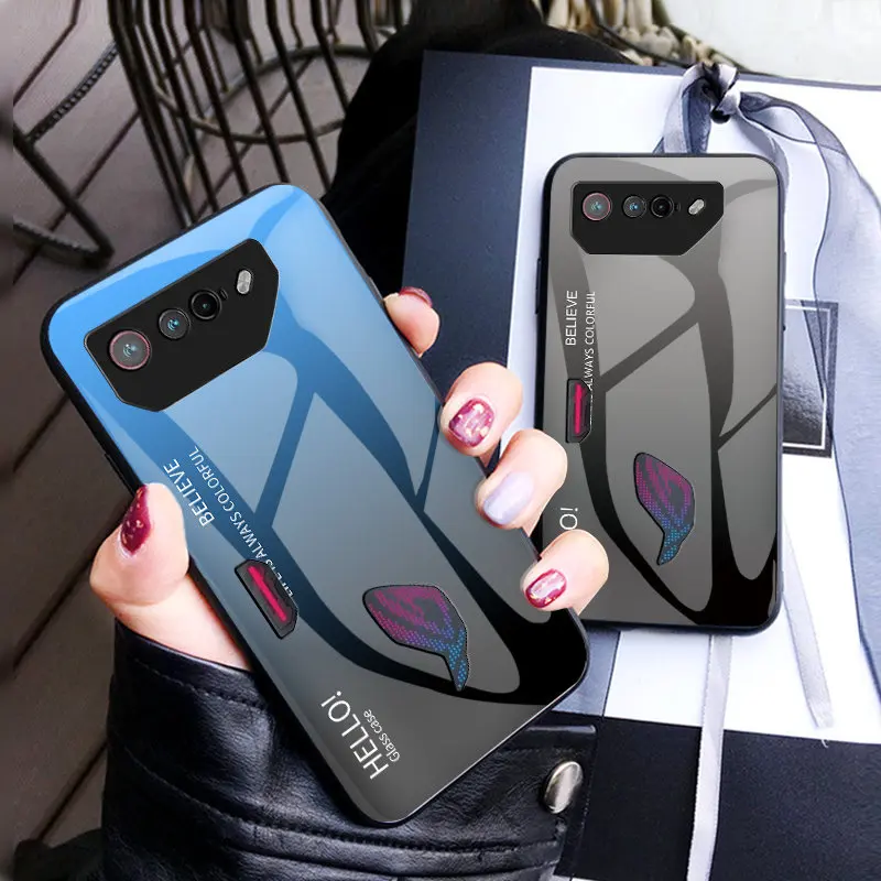 Gradient Tempered Glass Back Cover Hard Phone Case Protector