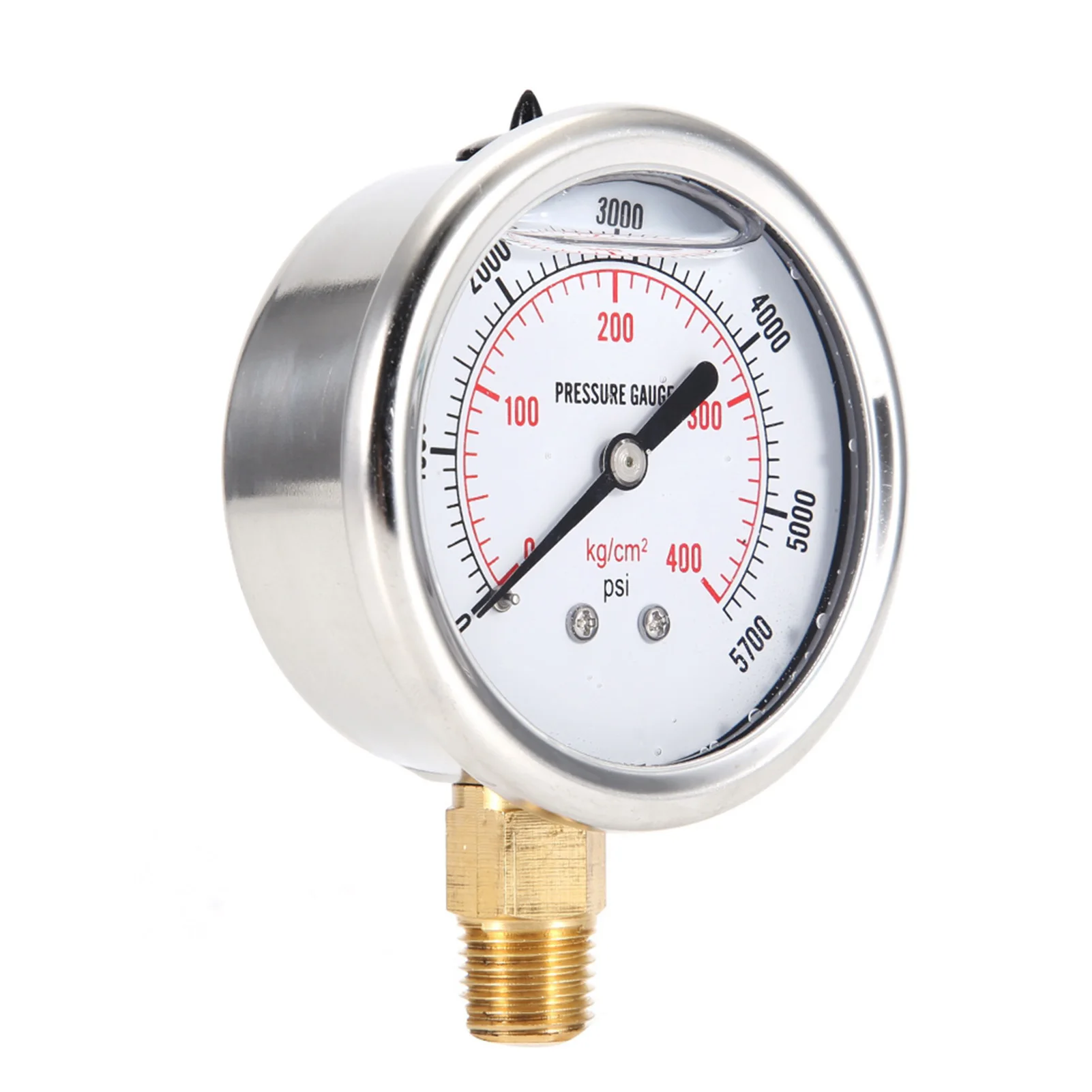 Fuel Pressure Gauge 0‑5700PSI Liquid Filled Pressure Gauge Hydraulic Liquid Filled Fuel 0‑5700 PSI US Thread