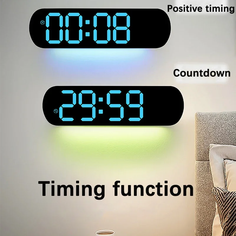 Reloj Digital de pared con pantalla LED grande, alarma electrónica con pantalla de temperatura y humedad, decoración creativa del hogar, Control remoto