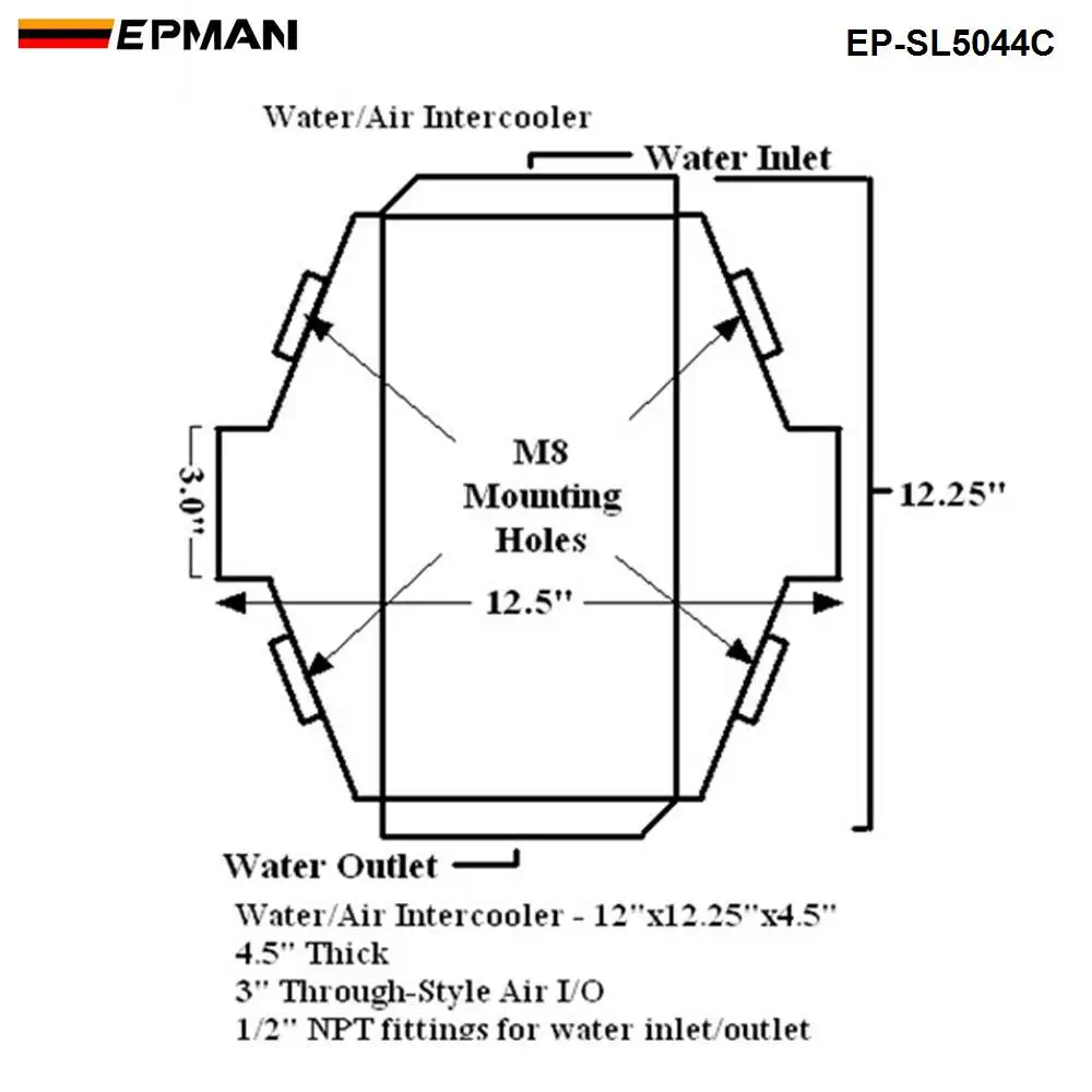 インターさま専用 Epman-ターボ水から空気へのインタークーラー,12 