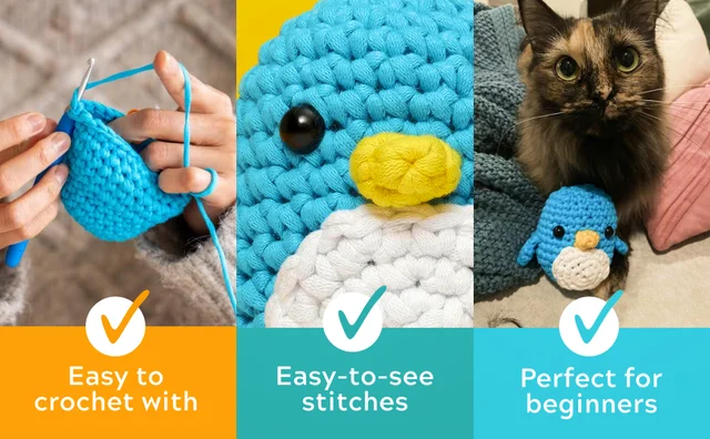 The Woobles Easy Peasy Yarn, Crochet & Knitting Yarn for Beginners with Easy-to-See Stitches - Yarn for Crocheting - Worsted Medium #4 Yarn 