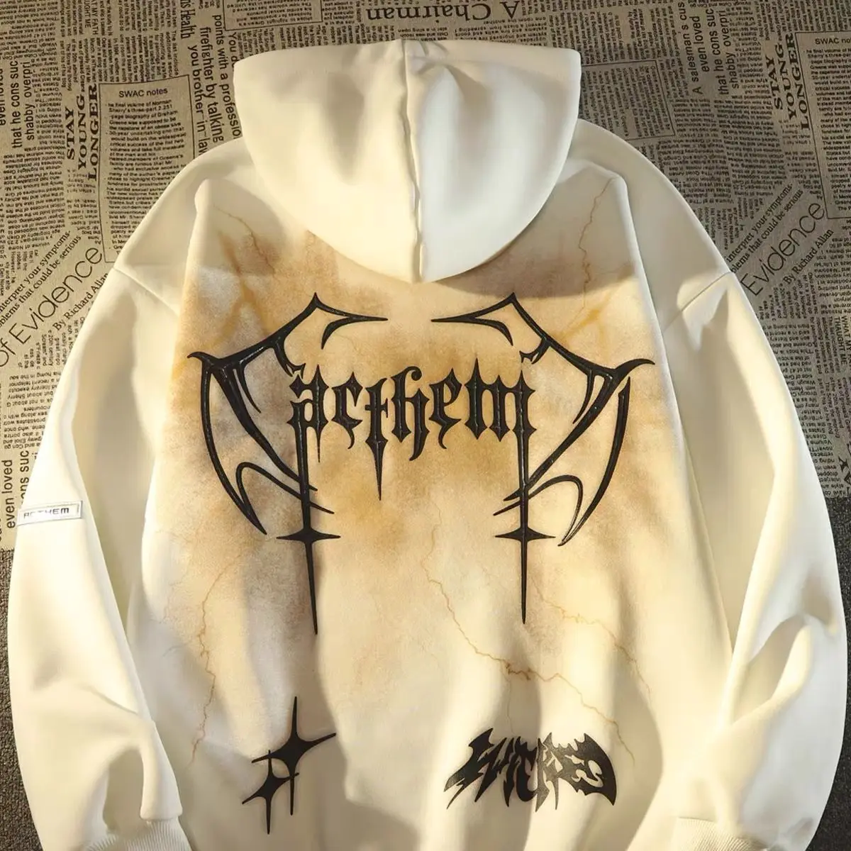 American High Street Hip Hop Letter Gothic Hoodie Street Autumn/Winter Sweater Oversize Coat  K Pop Clothes 2023 New