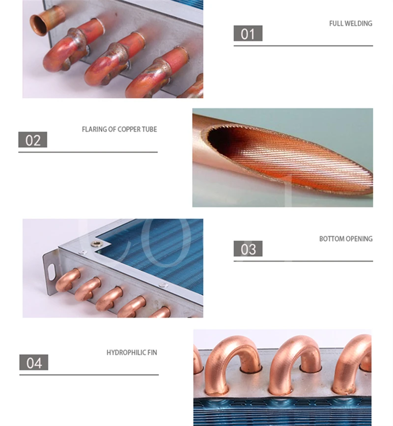 203*160*35mm Refrigerator Condenser 7mm Copper Tube Aluminum Fin Small Radiator Air-Cooled Water-Cooled 220V 12V 24V