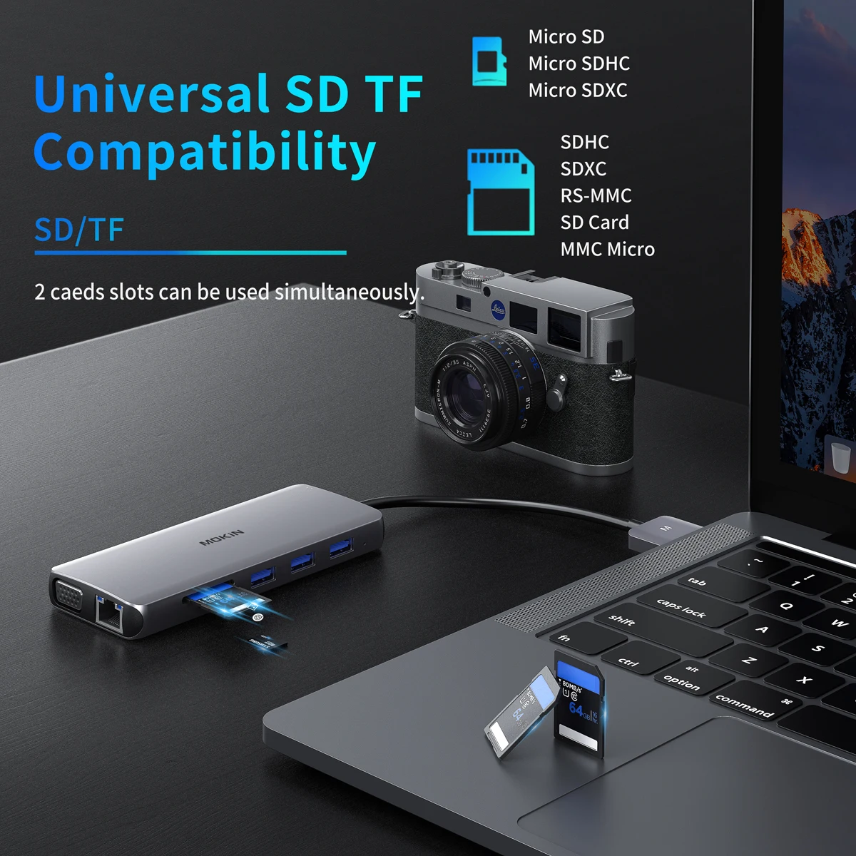 MOKiN 12 in 2 ��ŷ �����̼� - USB3.0, HDMI 4K60Hz, PD 100W, SD, TF, RJ45 1Gbps - MacBook Air/Pro, iPad, Thunderbolt ��Ʈ�Ͽ�