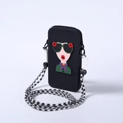 Chic Silicone Waterproof Crossbody Phone Bag with Large Capacity (Black)