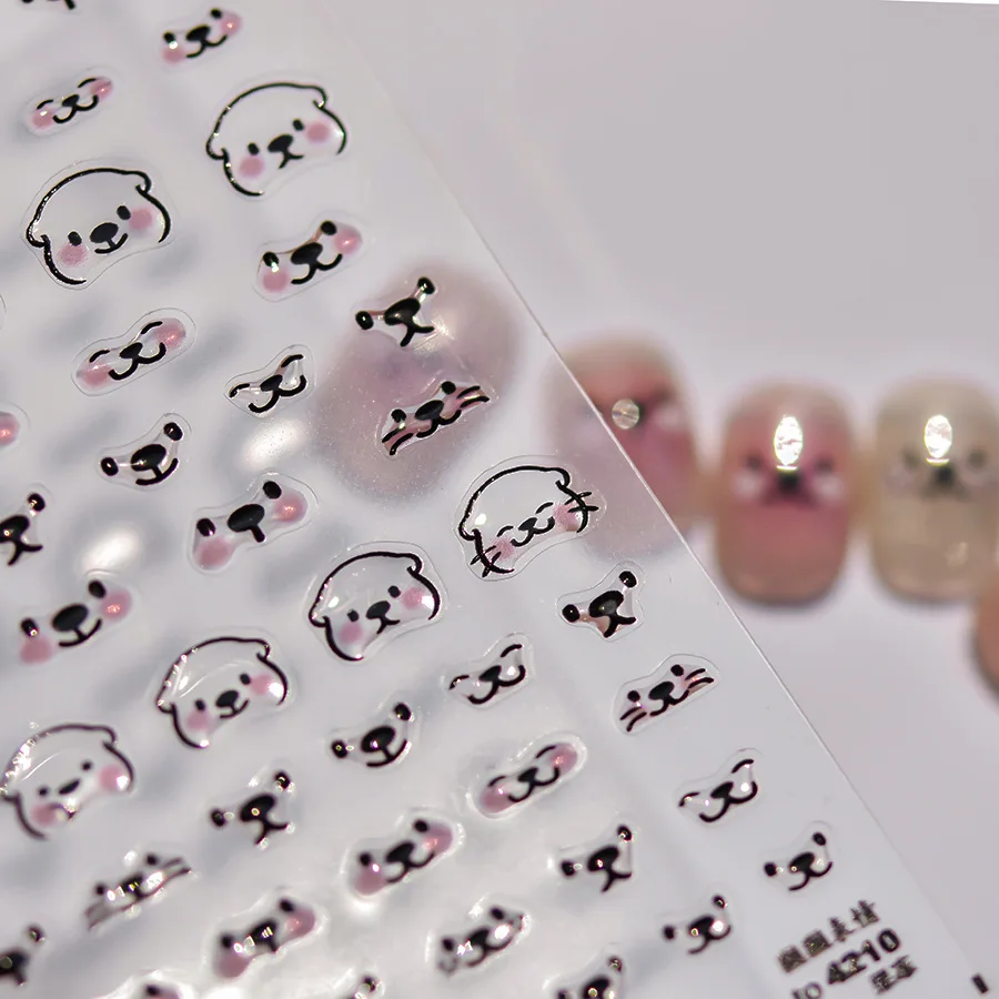 1pcs Cute Otter Expression Transparent Jelly Nail Art Stickers Lovely Kawaii Otter Nail Design Decorative Decal DIY Accessories 2