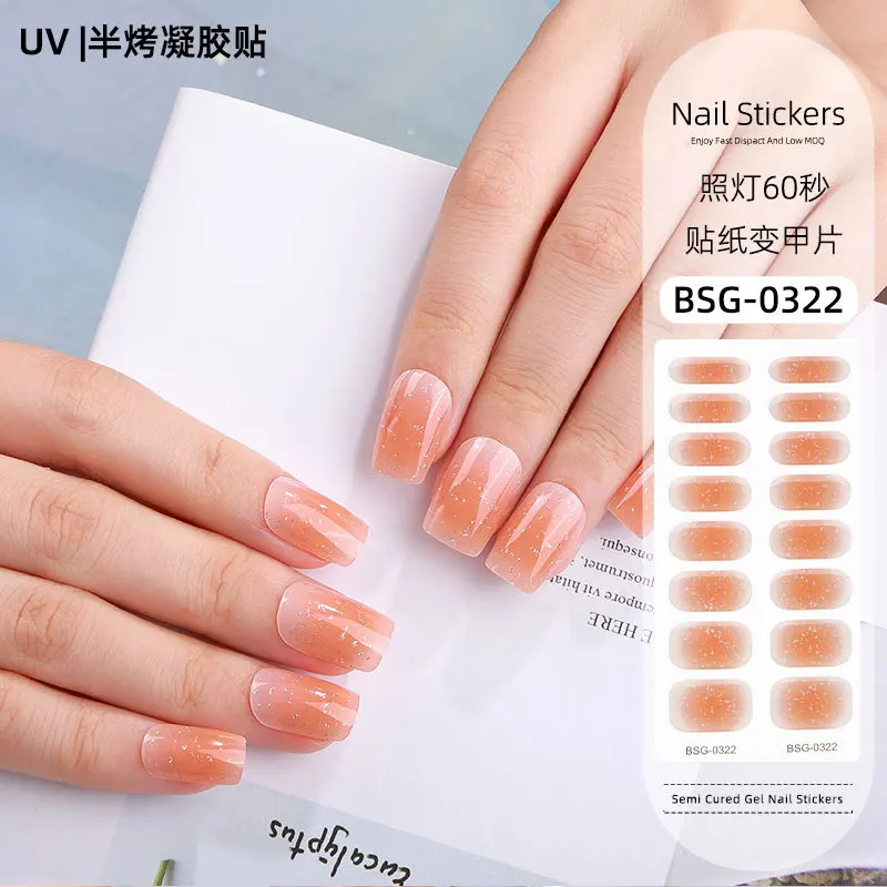 Semi-cured Gel Nail Sticker Full Cover Nail Decals Nagellack Gel Gradient Cat Eye Nail Art Aufkleber Maniküre UV Lampe Bedarf – Detail 9