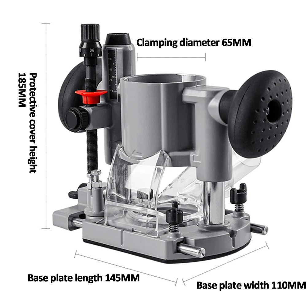 Aluminum Plunge Router Bracket Opening Carving Rack Compatible with 65mm Diameter for Electric Trimming Machine Power Tool