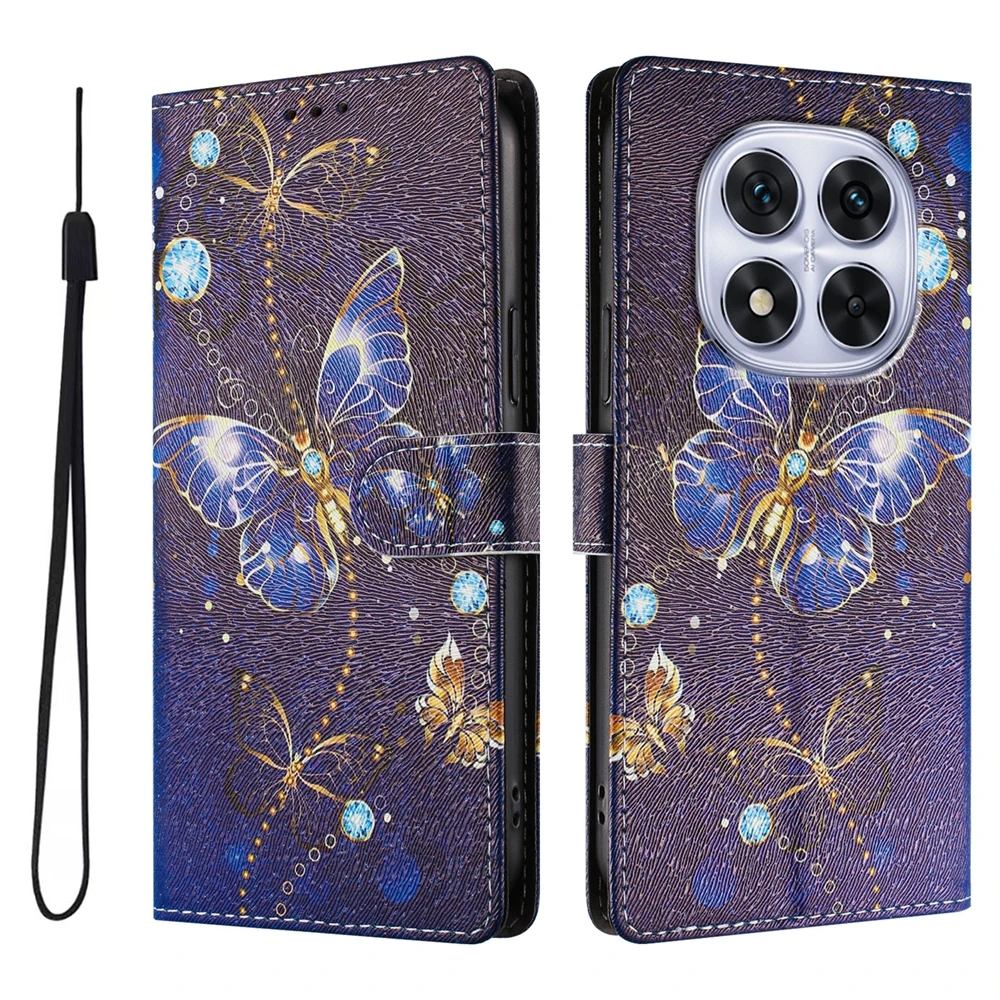 Butterfly Printed Cartoon Leather Wallet Flip Case - Stylish Phone Book Cover