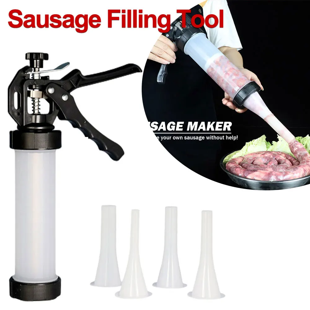 Homemade Sausage Stuffer Meat Fillers Machine Stainless Sausage Syringe Manual Maker 1set Gadgets Kitchen Tools sausage stuffing machine