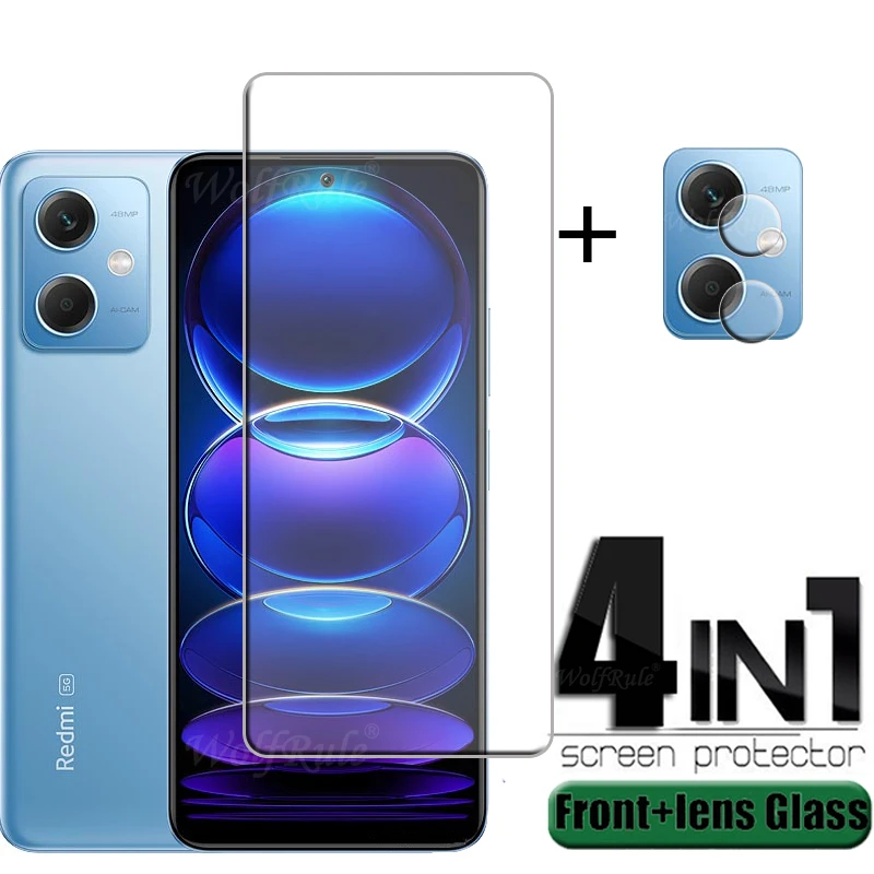 

4-in-1 For Xiaomi Redmi Note 12 Glass For Redmi Note 12 Full Cover Screen Protector For Redmi Note 12 Pro Plus 11S 12S Len Glass