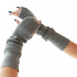 Women's Winter&Autumn Fashion Warm For Lady Elbow Mittens Christmas Cashmere Blend Knitted Long Gloves Solid Color