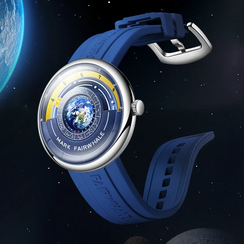Mark Fairwhale Earth Dial Waterproof Quartz Sports Watch with Silicone Strap