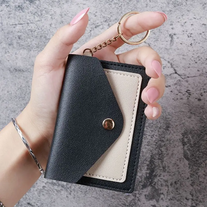 Fashion Slim Leather Wallet Business Credit Card Holder Short Purse Leather ID Card Holder Candy Color Bank Multi Slot Case