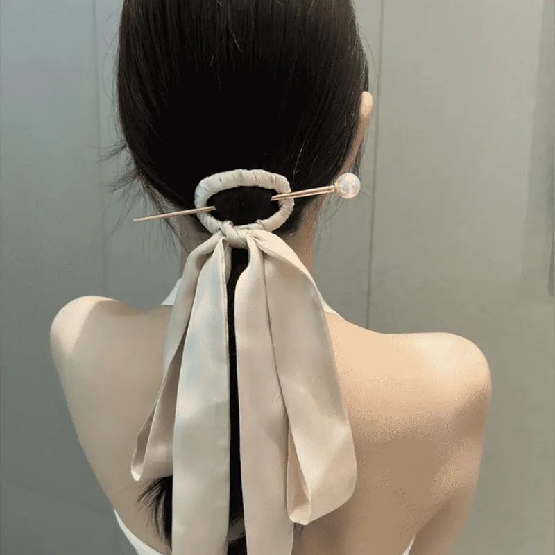 New Silk Scarf Printed Hair Sticks Chinese Style Elegant Women's Long Ribbon  Hair Band Bandana Hair