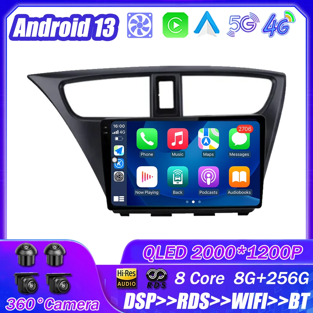 

Android 13 For Honda Civic Hatchback 2012 - 2017 Car Radio Multimedia Player Navigation Stereo GPS Auto Head Unit No 2Din DSP 5G