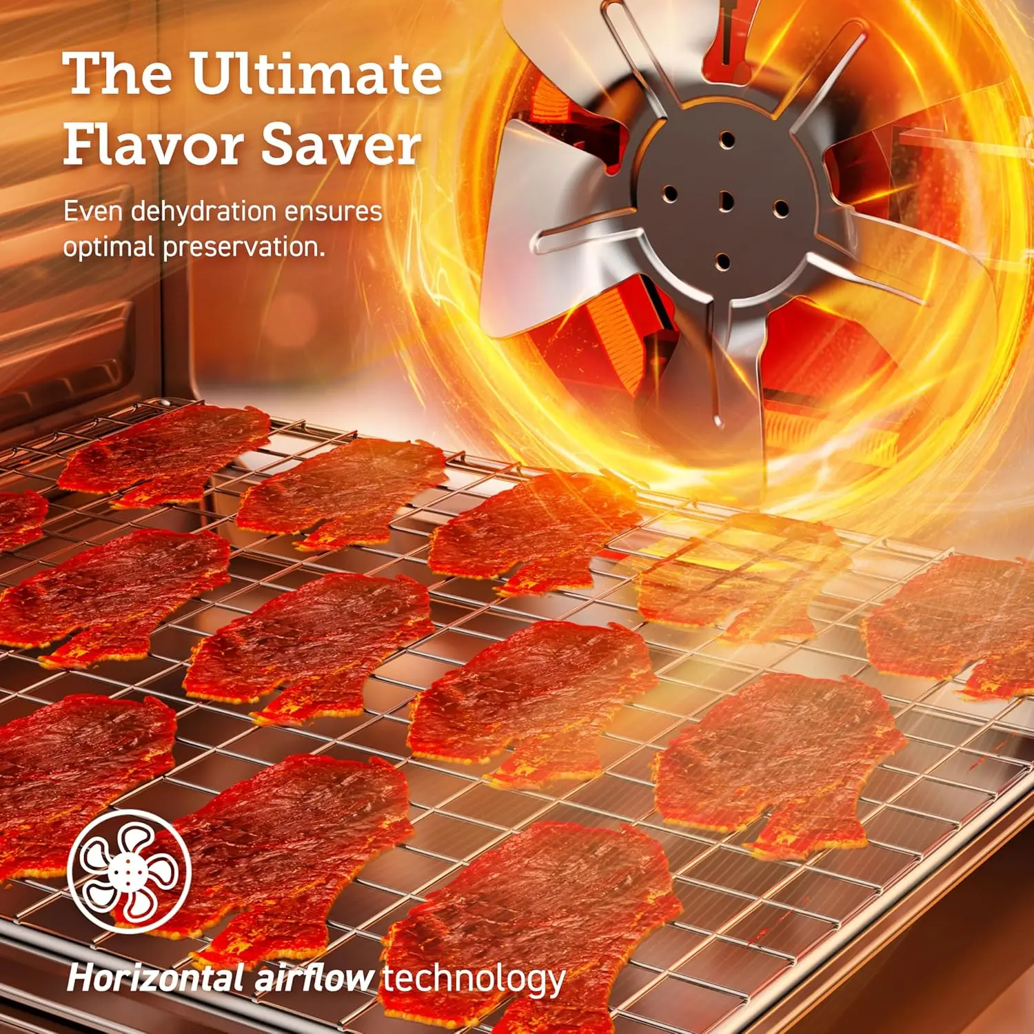 Food Dehydrator for Jerky 10 Trays 16.2ft&sup2; Drying Space 165&deg;F Temperature Control 48H Timer 1000W Dehydrator Machine