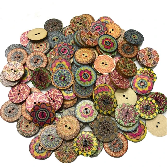 100pcs Mixed Color Wood Buttons For Handwork DIY Scrapbooking Crafts Sewing  Accessories Clothing Supplies Home Decor 10mm M2599