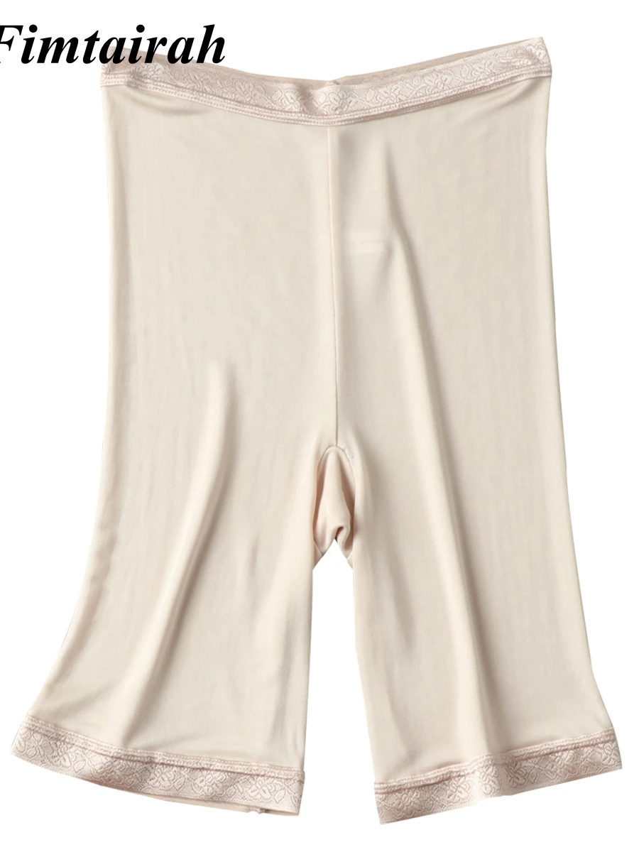 Fimtairah NaturalMulberry silk four-point pants leggings plus briefs-free silk safety pants panties Lace culottes