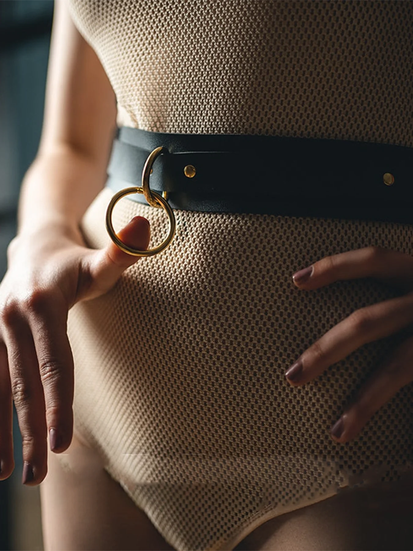 Elegant Women's PU Belt with Gold Decorative Ring