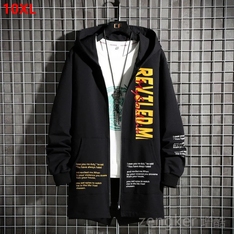 Large size men's clothing youth long-sleeved cardigan sweater oversized sports casual hooded sweatshirt men 10XL 9XL sweatshirt