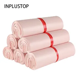 INPLUSTOP Customized Logo Printed Ecommerce Courier Bags Frosted Clothing Gifts Storage Bags Light Pink Logistics Mailling Pouch