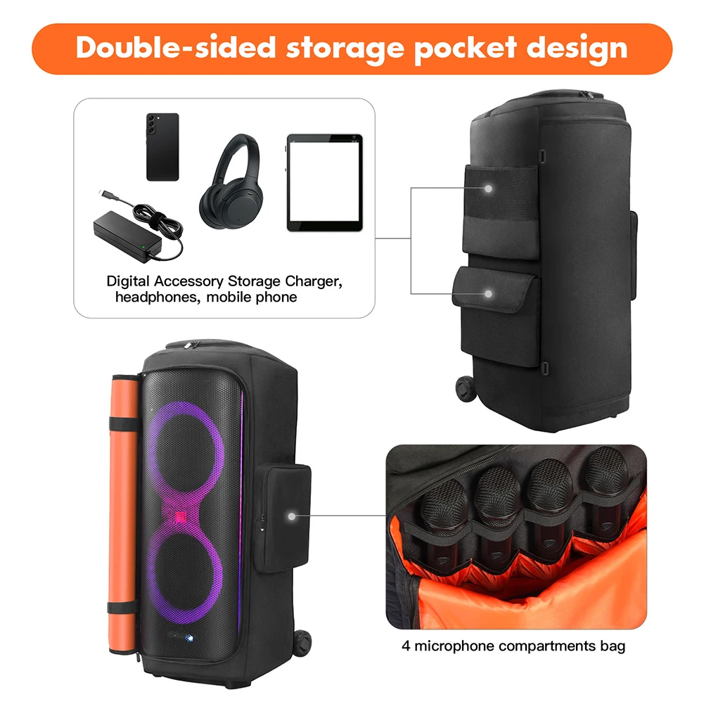 Speaker Carrying Case For JBL Party Box 710 Bluetooth Speakers Padded Protective Cover Waterproof Double-Sided Nylon Storage Bag