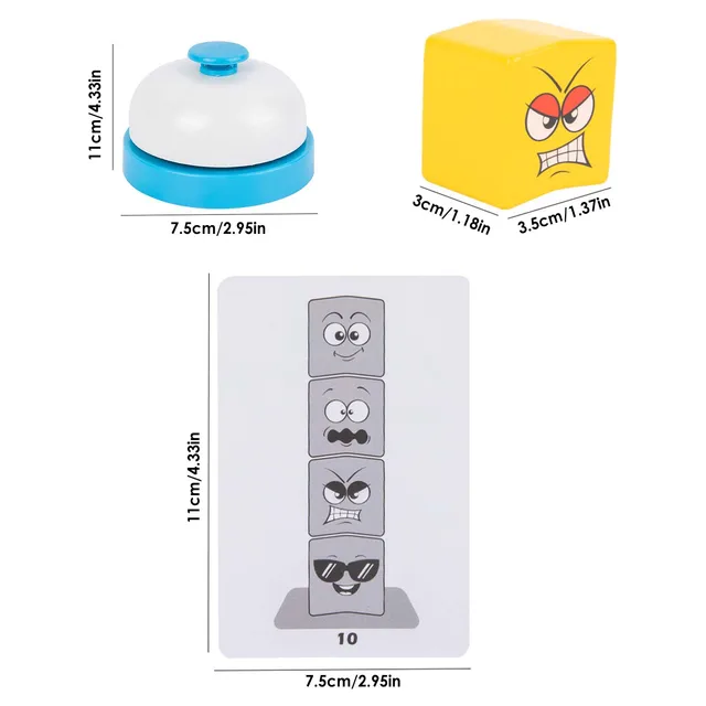 16pcs Wooden Cube Table Games Expression Puzzle Kids Educational Blocks Sort Stacking Expression Cubes Memory Game With Timer 6