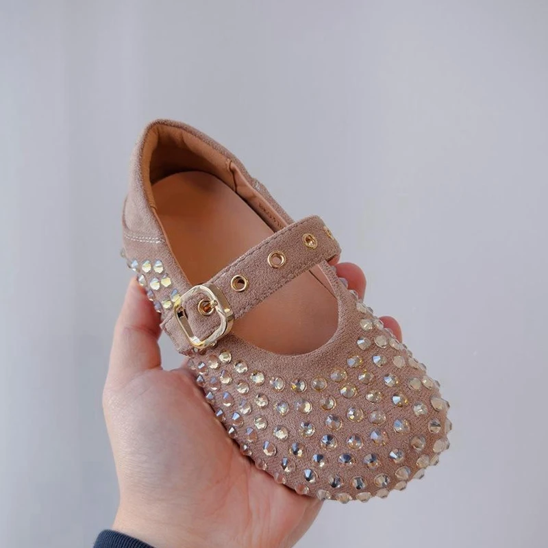 Claladoudou Girls Shoes Autumn Kids Fashion Bling Rhinestones Mary Jane Toddler Silver Dress Dance Ballet Princess Show Flats 4