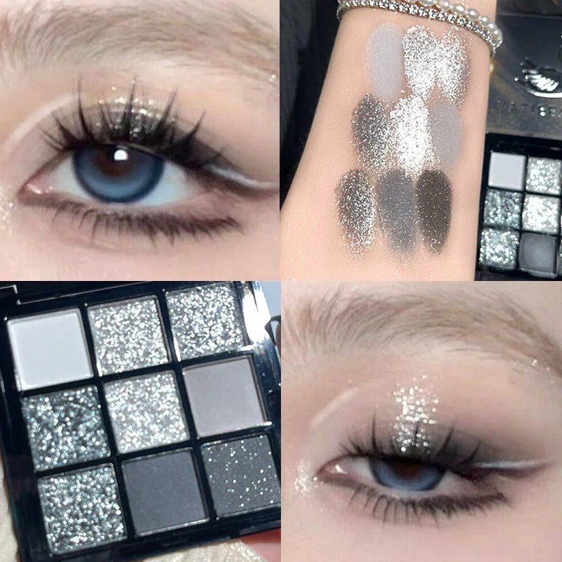 Punk Black Glitter Eyeshadow Pearlescent Shimmer Brighten Fine Flash Eye  Plate Waterproof Neon Eye Pigments Stage Party Makeup - AliExpress