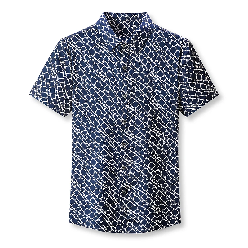 High Quality Men's Silk Tops Summer Fashion Stripes Smooth Satin Silk Shirts Short Sleeve Soft Mulberry Dress