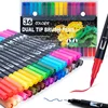 24/36/48/60 colors dual tips marker pen washable set soft fiber brush pen fine nib art drawing supplies stationery 1