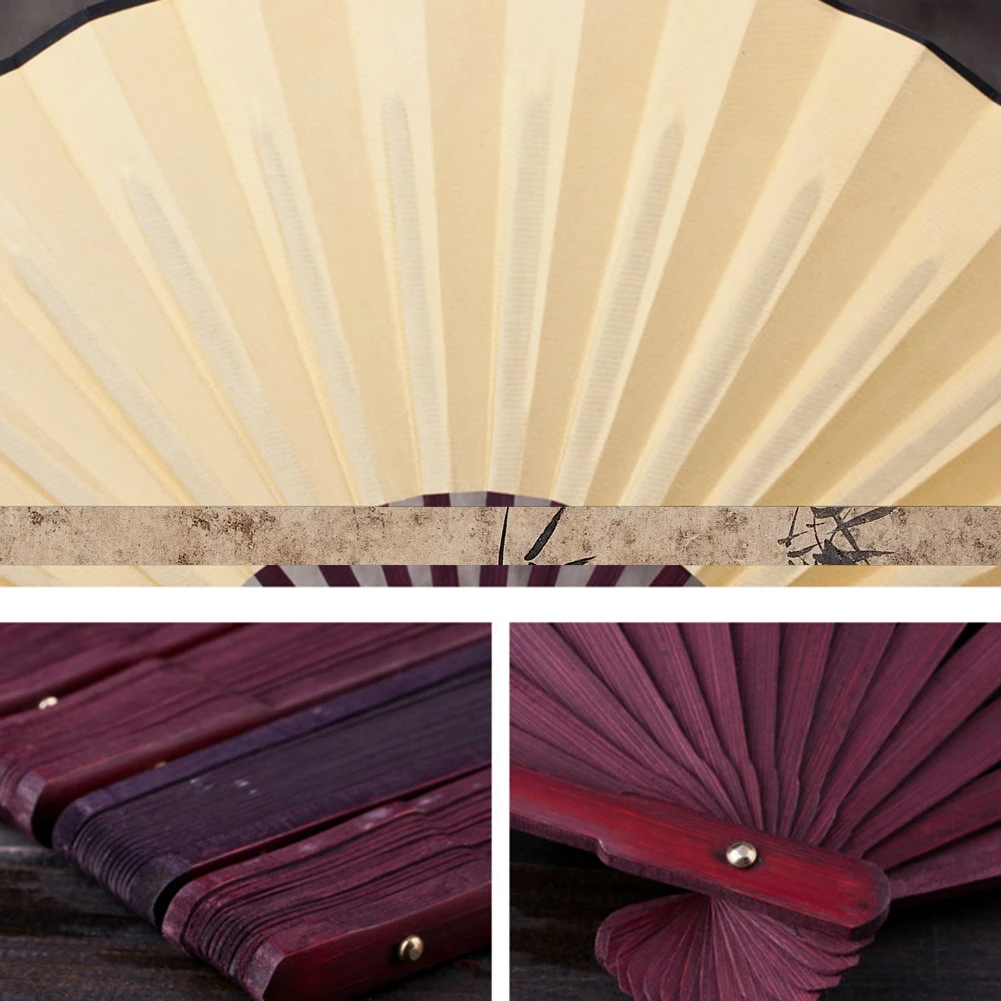Folding Fan 10.6 Inch/13 Inch Silk Cloth Blank Chinese Folding Fan Wooden Bamboo Antiquity Folding Fan For Calligraphy Painting Home Decor