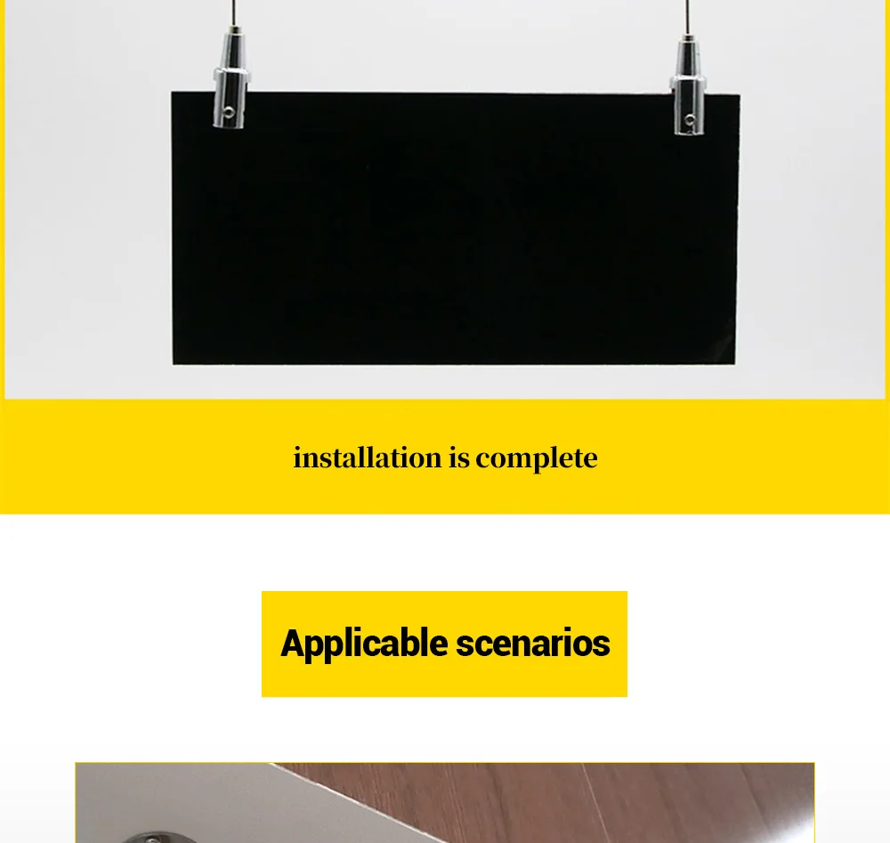 Description Picture 5 of item4Pcs Billboard Clip Glass Hanging Hook Code Acrylic Wood Board Fixing Accessories Screws Adjustable Steel Wire Rope Cable Clamps