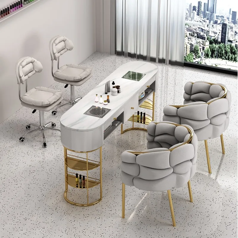 Forniture Tavolo per unghie professionale Attrezzatura per la conservazione Tavolo per unghie per reception di lusso Mobili per manicure Mesa regolabili nordici - immagine 4