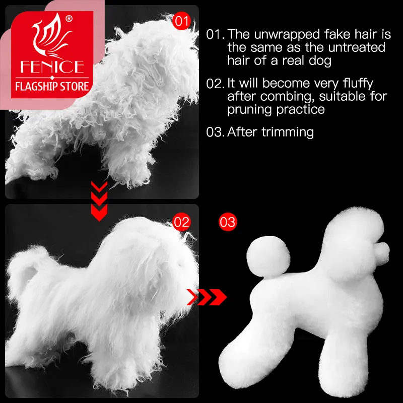 Fenice Pet Simulation Hair Grooming Fake Dog Model Practice Dog Standard Skeleton Model Dog Full Body Fake Hair