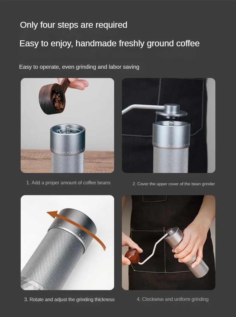 Sae11d474a0bf416d86e8c070bb63ac811 External 1.0 Manual Coffee Grinder High Quality Portable Titanium Plated 7 Star Stainless Steel Burr For Espresso Kitchen Tools