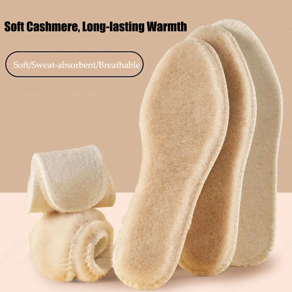 2/4 Stück warme Einlegesohlen aus Wollfilz für Schuhe, Herren und Damen, verdickte Kaschmir-Thermoeinlegesohlen für Füße, Innensohle für Winterschneestiefel – Detail 8