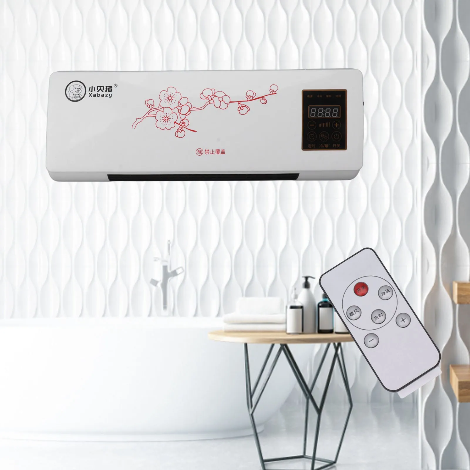 Petit radiateur, ventilateur de chauffage mural polyvalent, Portable, à faible bruit, avec télécommande, pour salle de bain et chambre à coucher 1