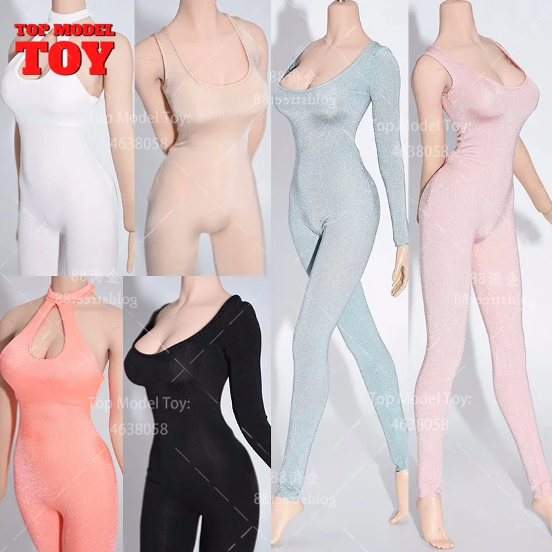 

1/6 Scale Ice Silk Bodysuit Solid Color Jumpsuit Tights Clothes Model Fits 12'' TBL Female Soldier Action Figure Body Dolls