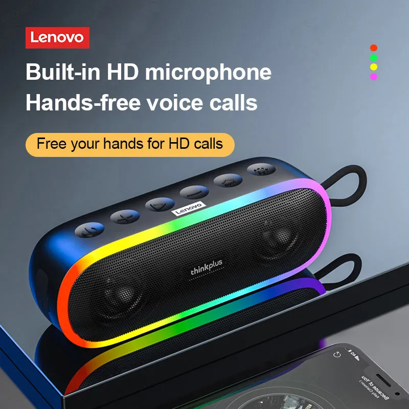 정품 레노버 K8 블루투스 무선 스피커, 하이 퀄리티 사운드 바, LED 파티 음악 확성기, 유행 디자인 