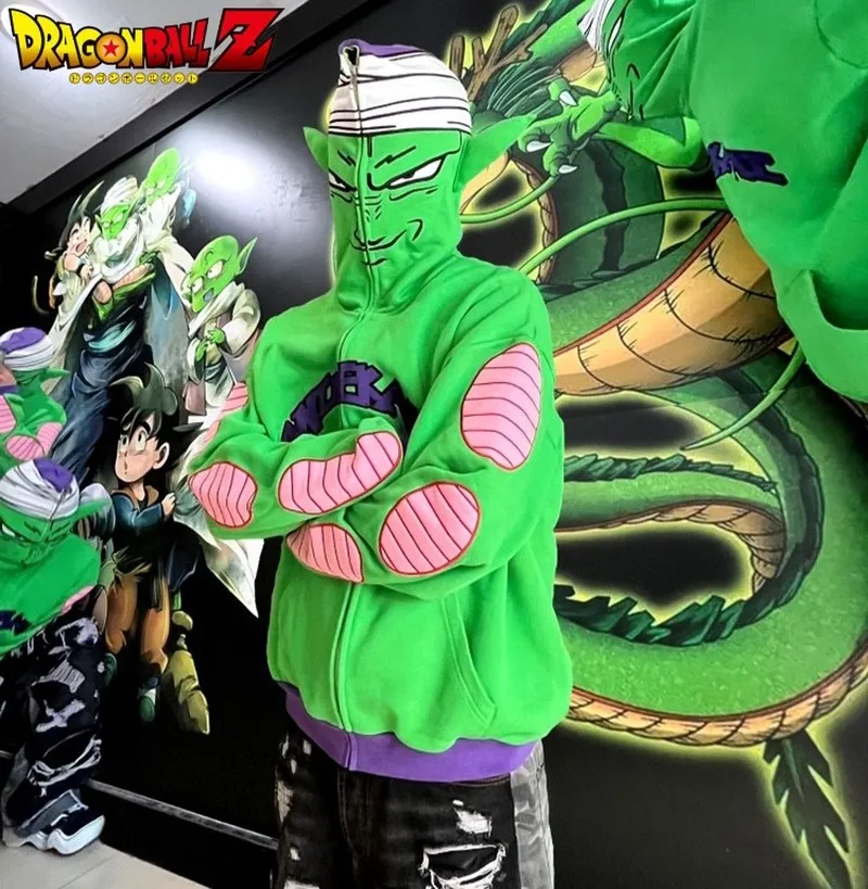 

Dragon Ball Piccolo Hoodie Zipper Coat Anime Peripheral Funny Cosplay Clothing Fashion Style Loose Casual Warm Jacket Trend Gift