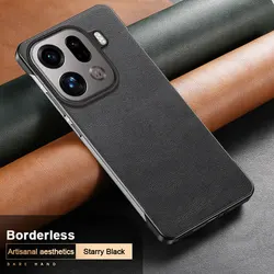 Ultra - Thin Frameless PU Leather Shockproof Phone Case with Soft Silicone Bumper Shell for Oppo Find X9 Pro (Black)