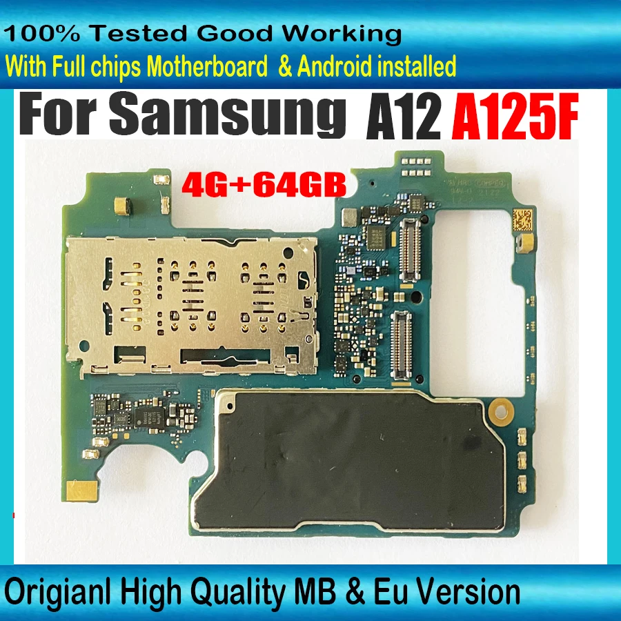 64gb Original Unlocked For Samsung Galaxy A12 A125f Motherboard Sm