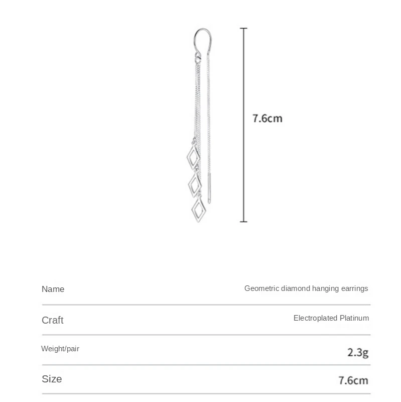 Dangle Earrings Long Earrings Crystal Tassel Earrings CIAXY Silver Color Geometric Rhombus Tassel Long Ear Line Earrings for Women