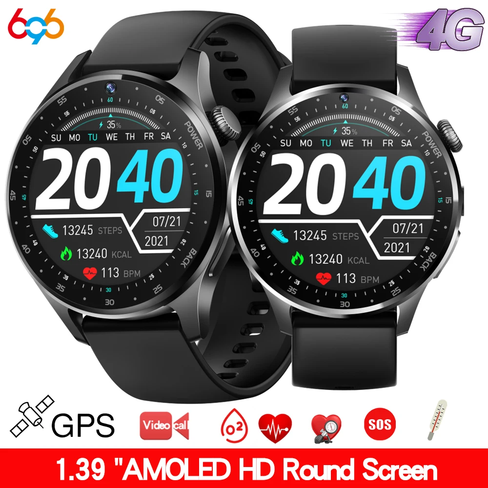 

New 1.39 Inch 4G Video Call Kids Smart Watch GPS WiFi Heart Rate Dual Camera Body Temperature ECG Men SOS Children Smartwatch