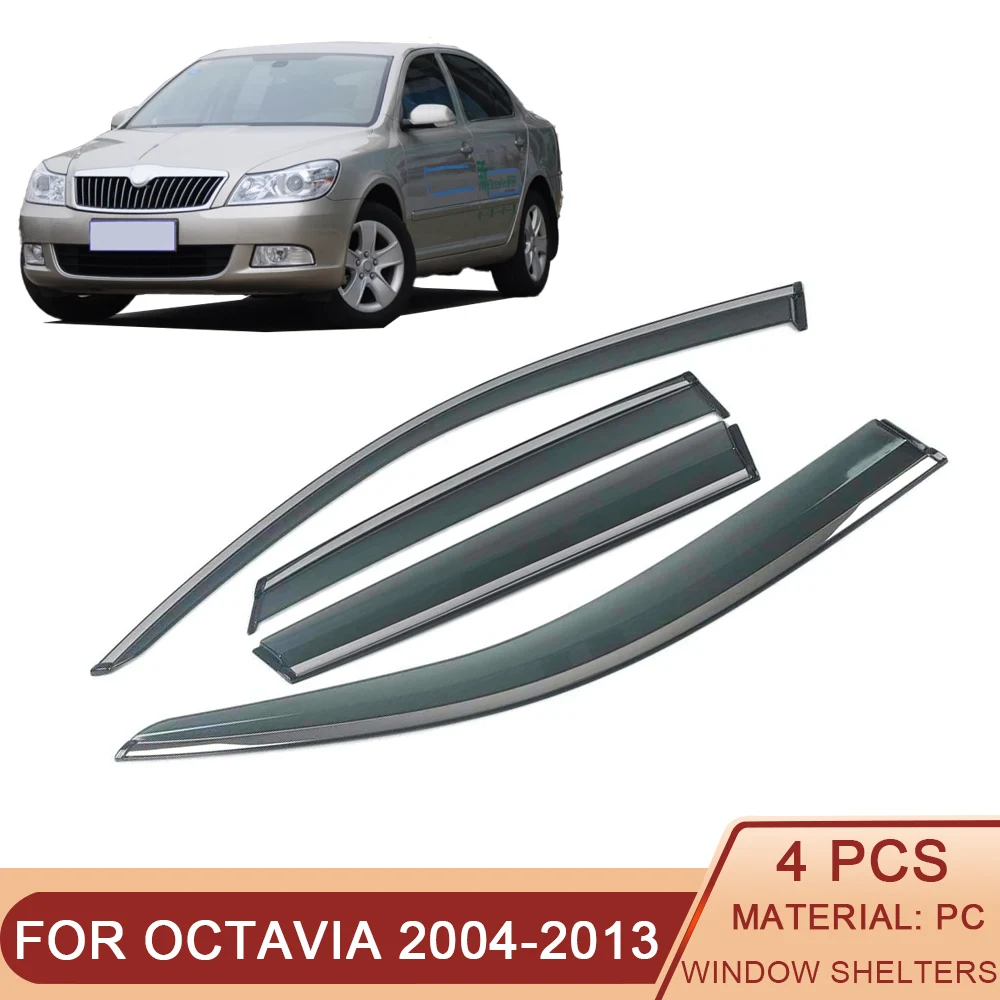 

For Skoda Octavia 5E 1Z 2004-2019 Car Window Sun Rain Shade Visors Shield Shelter Protector Cover Trim Frame Sticker