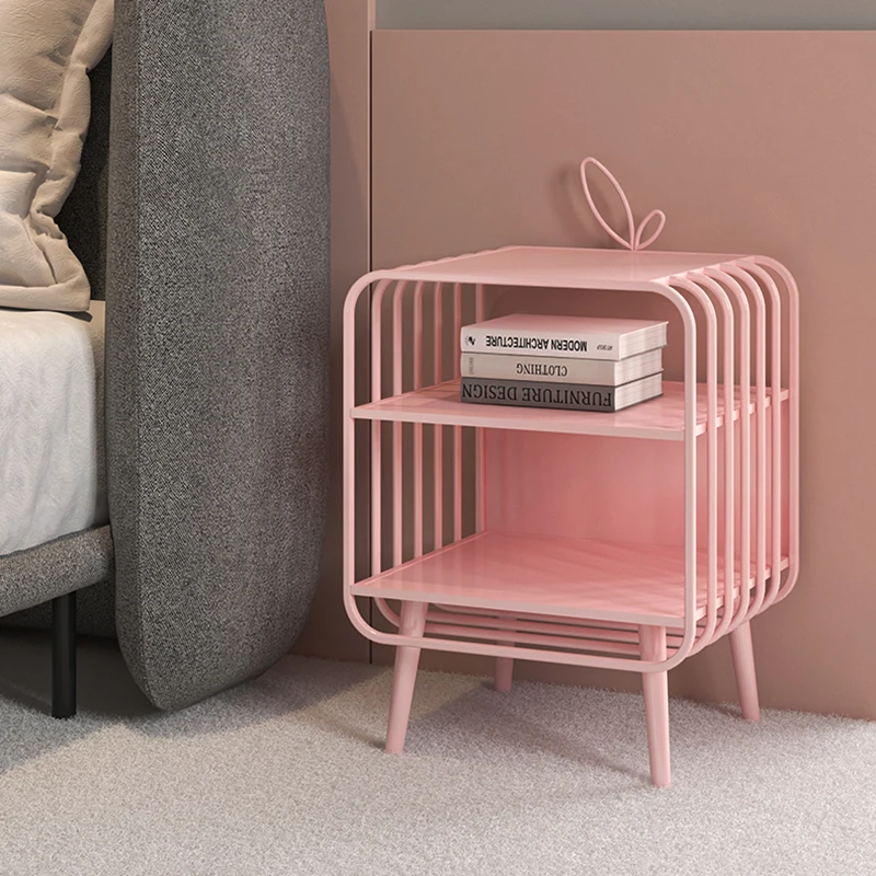 

Nordic Iron Art Nightstand Lockers Bedroom Mobile Bedside Table Modern Simple Side Table Storage Rack Home Furniture Accessories