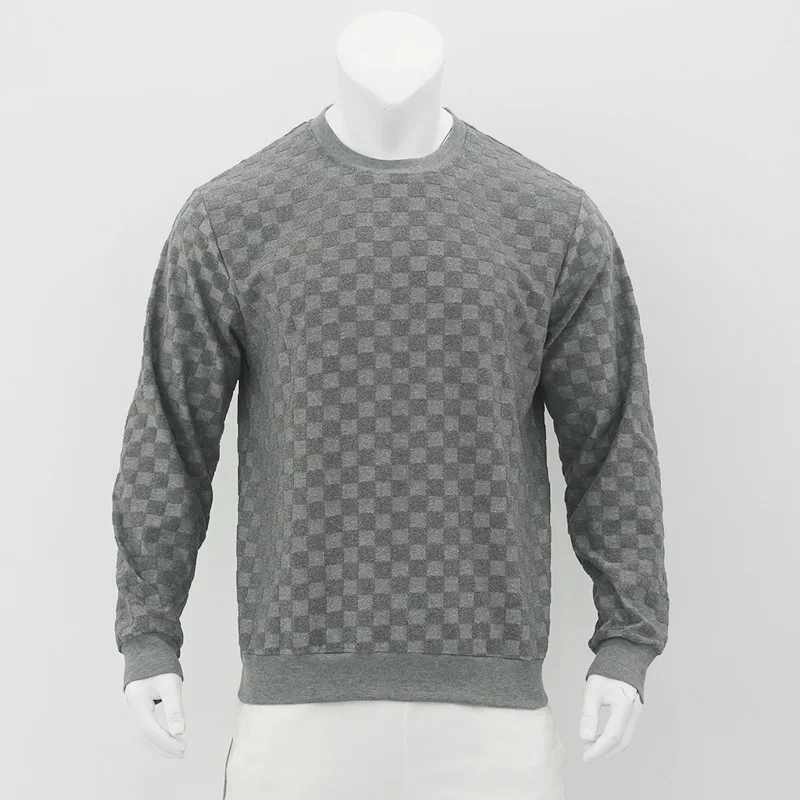 Winter Neue Karierte Pullover Rundhals Botto männer Mantel Mode Kleine Check Waffel Jugend Rundhals Jacquard Check Hoodie – Detail 20